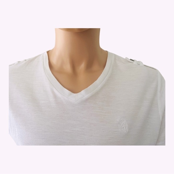 Lion Crest by English Laundry top/shirt Men L white V-neck short sleeves logo - Picture 8 of 12